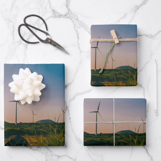 Papier d'emballage de paysage de ferme éolienne de (Recto)