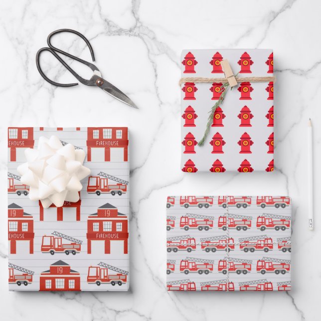 Papier d'emballage de pompier, papier cadeau de ca (Recto)