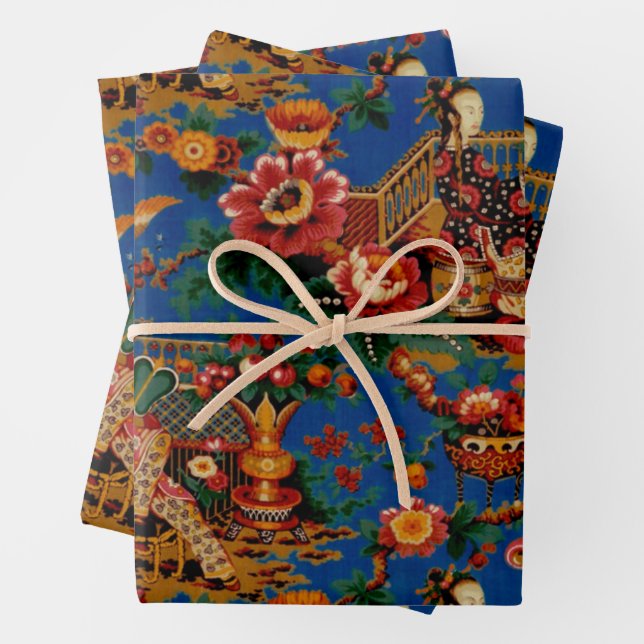 Papier d'emballage de style chinoiserie orientale  (En situation)