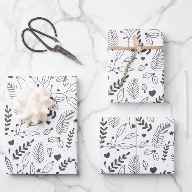 Papier d'emballage de vacances ensemble de 3 feuil (Recto)