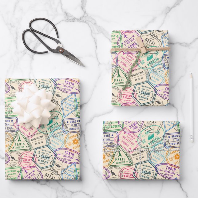 Papier d'emballage de voyage, emballage cadeau de  (Recto)