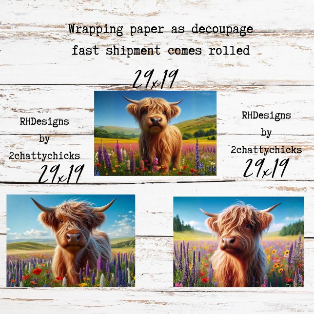 Papier d'emballage découpage 3 modèles de vaches d (Créateur téléchargé)