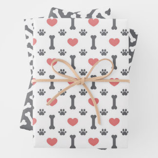 Papier d'emballage d'impression de pattes de chien
