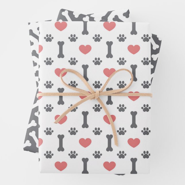 Papier d'emballage d'impression de pattes de chien (En situation)