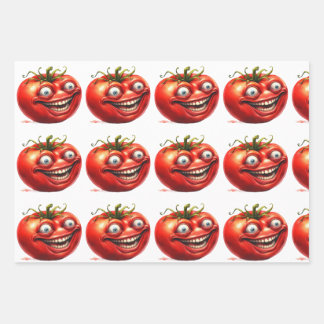 Papier d'emballage drôle de dessin animé de tomate
