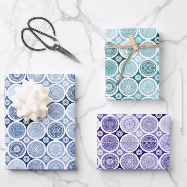 papier d'emballage ensemble de 3 feuilles style bo (Recto)