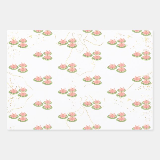 Papier d'emballage feuille plate | Thème Lotus et  (Devant)