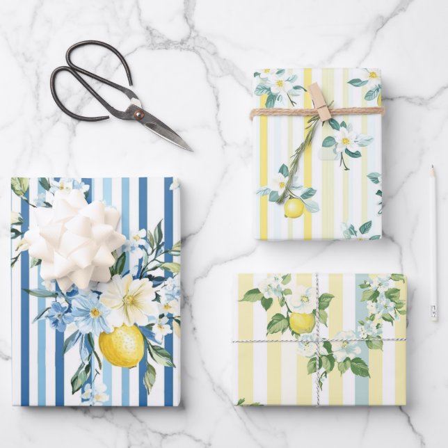 Papier d'emballage Fleur de citron Shabby Chic (Recto)