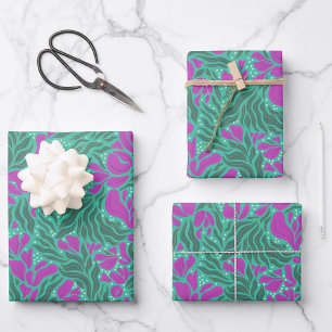 Papier d'emballage Fleurs sauvages - Violet et sar