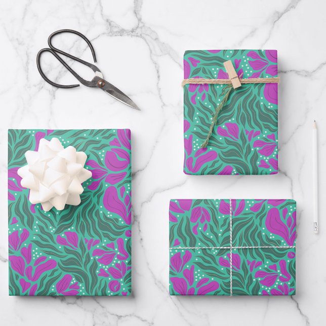 Papier d'emballage Fleurs sauvages - Violet et sar (Créateur téléchargé)