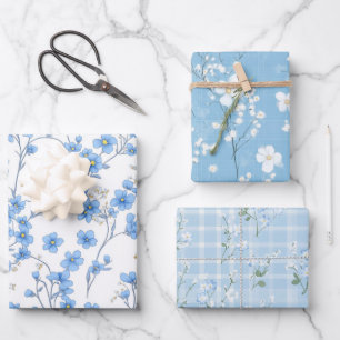 Papier d'emballage floral à fleurs de cerisier ble