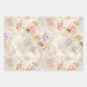 Papier d'emballage floral à l'aquarelle romantique