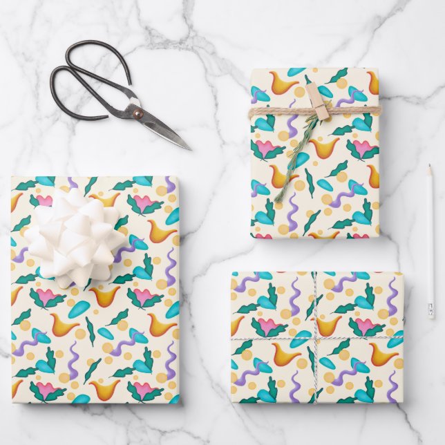 Papier d'emballage floral abstrait (Recto)