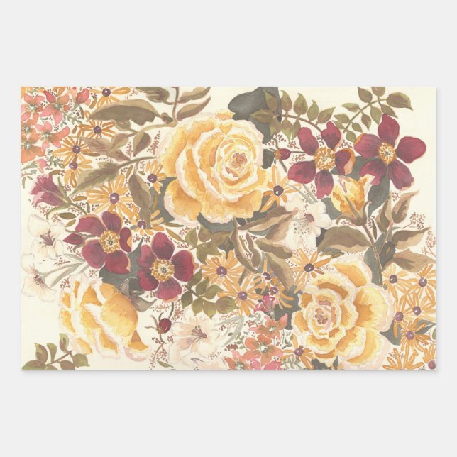 papier d'emballage floral, automne (Devant)