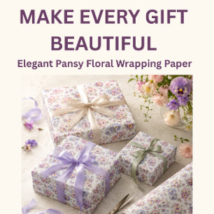 Papier d'emballage floral Pensée Élégant cadeau