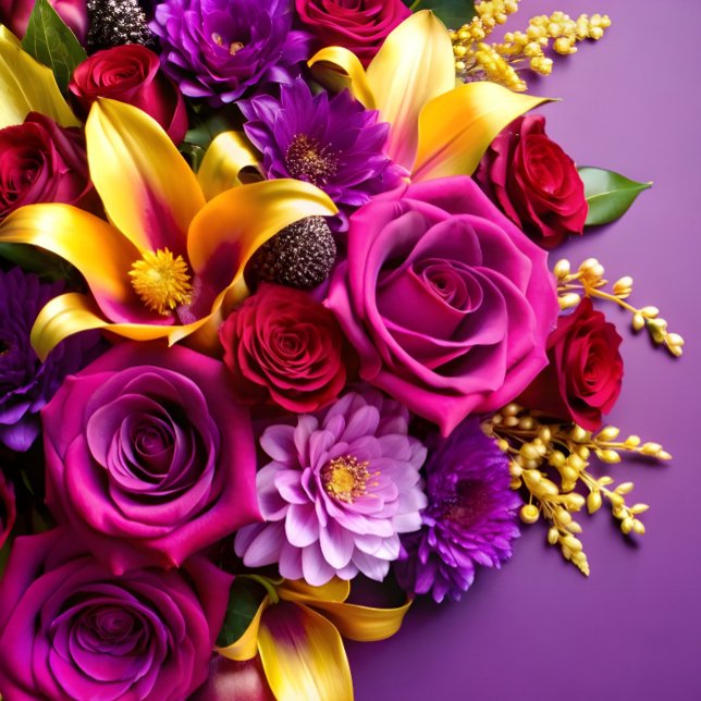 Papier d'emballage floral violet gras ("Bright Floral Celebration Paper")