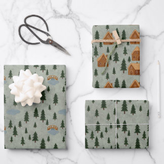 Papier d'emballage Forêt d'hiver – Village de pain