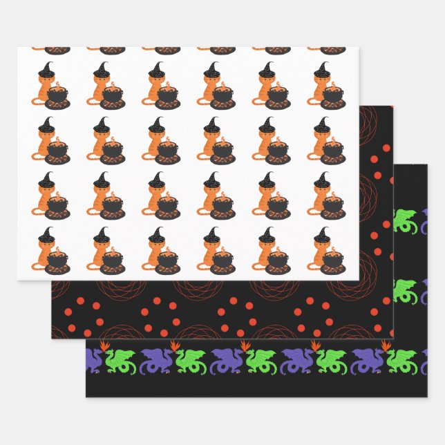 papier d'emballage Halloween - feuilles mixtes (Lot)