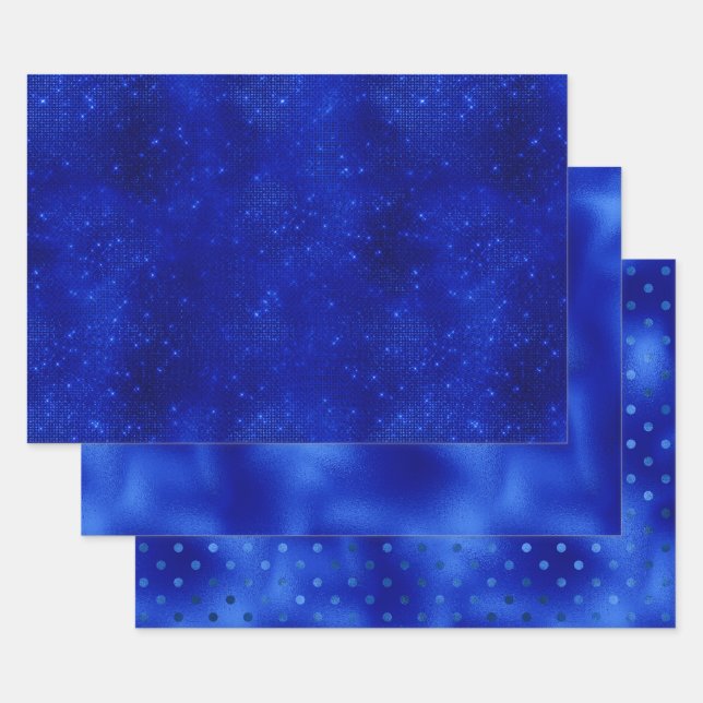Papier d'emballage Hanukkah en feuille de bleu roy (Lot)