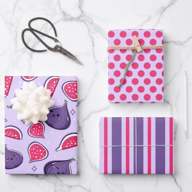 Papier d'emballage Happy Figs Set de 3 (Recto)