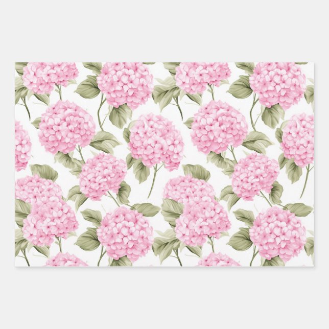 Papier d'emballage Hydrangea Rose Méridionale (Devant)