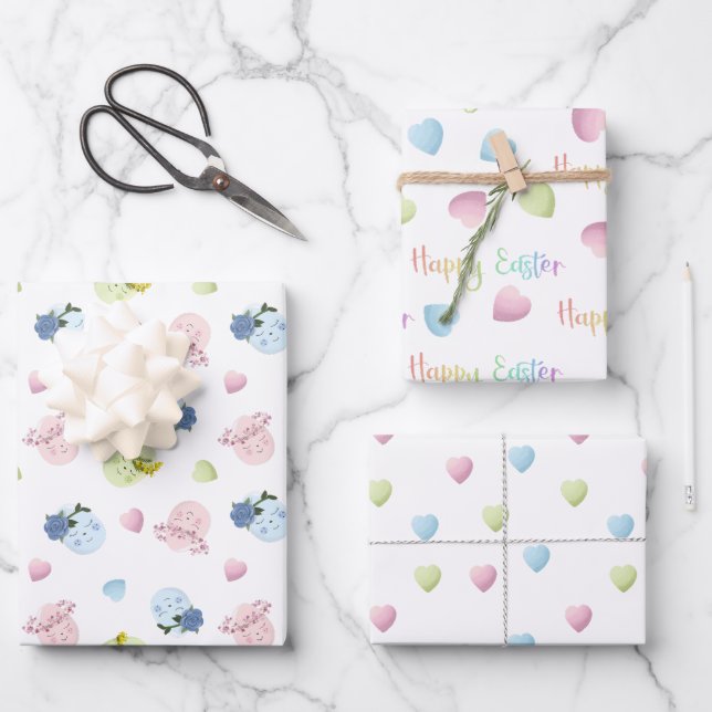 Papier d'emballage Joyeuses Pâques (Recto)