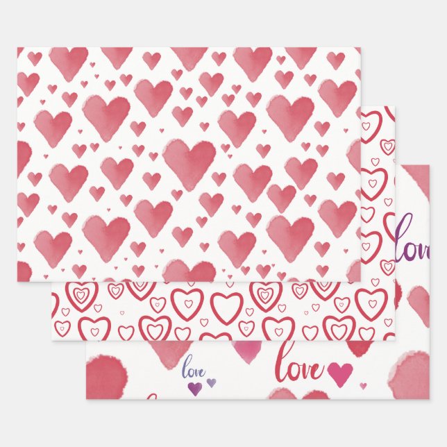 Papier d'emballage Love and Hearts (Lot)