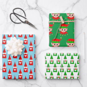 Papier d'emballage Lutins et Elfes de Noël 