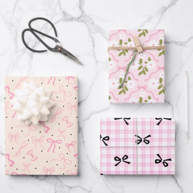 Papier d'emballage mignon pastel Coquette (Recto)