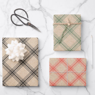 Papier d'emballage moderne Kraft Plaid