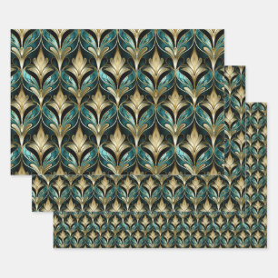 Papier d'emballage motif éventail Art Déco sarcell