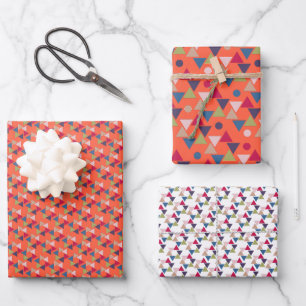 Papier d'emballage motif géométrique orange