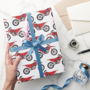 Papier d'emballage Motocross Rouge, Papier cadeau