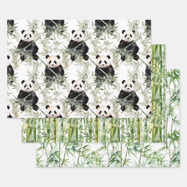 Papier d'emballage Panda en bambou (Lot)