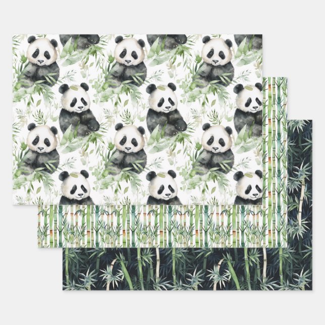 Papier d'emballage Panda en bambou (Lot)