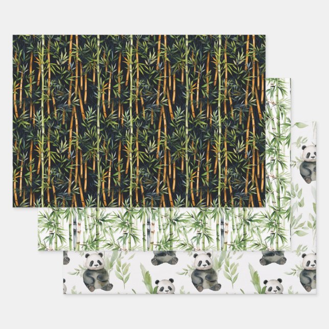 Papier d'emballage Panda en bambou (Lot)
