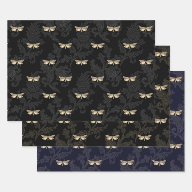 Papier d'emballage papillon et dentelle gothiques (Lot)