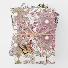 Papier d'emballage Papillon Mandala Couleurs Perso