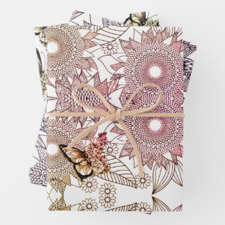 Papier d'emballage Papillon Mandala Couleurs Perso