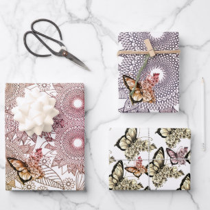 Papier d'emballage Papillon Mandala Couleurs Perso