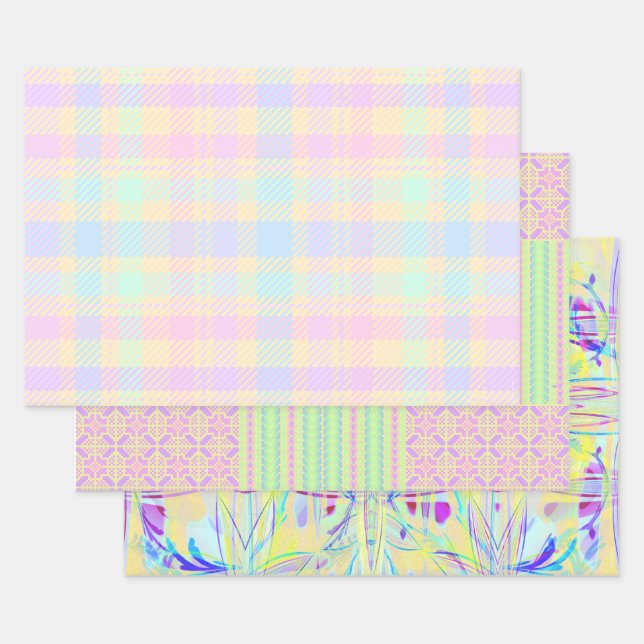 Papier d'emballage pastel de Pâques - 3 modèles (Lot)
