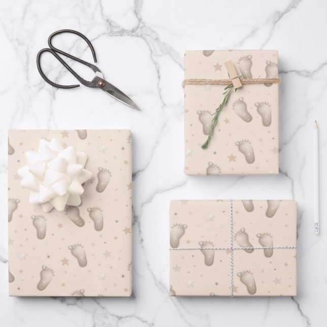 Papier d'emballage Pieds de Bébé, Papier Cadeau po (Recto)