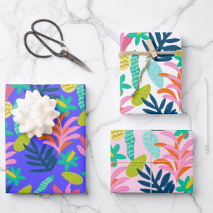 Papier d'emballage plat feuille florale coloré vib