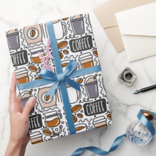 Papier d'emballage pour café, emballage cadeau esp