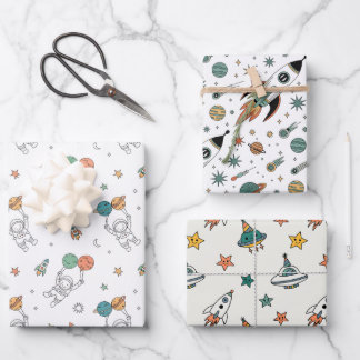 Papier d'emballage pour enfants Space Party Kids