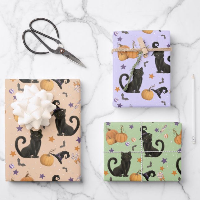 Papier d'emballage pour fête de citrouille d'Hallo (Recto)