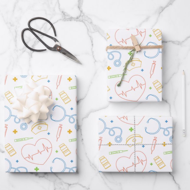 Papier d'emballage pour médecin, papier cadeau pou (Recto)