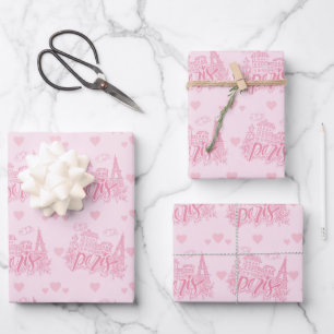 Papier d'emballage rose de Paris
