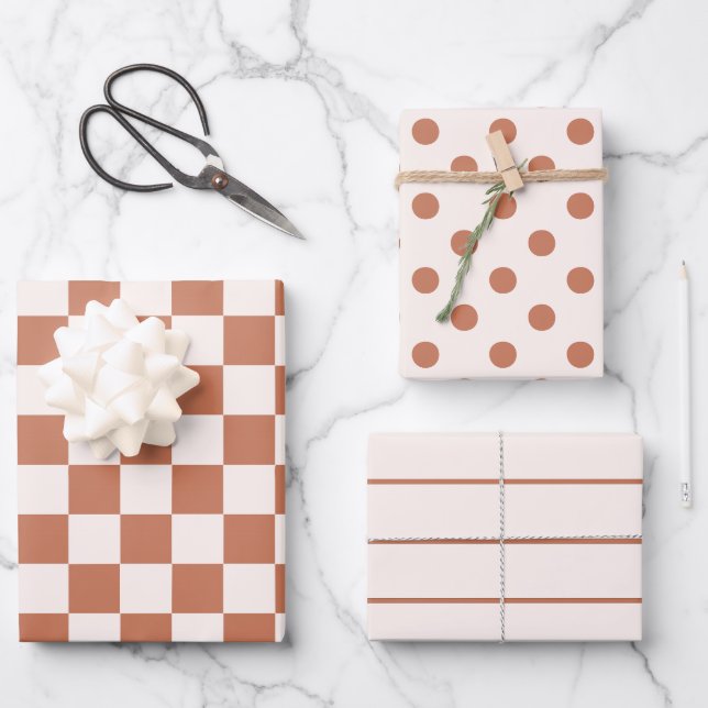 Papier d'emballage Terracotta Boho 3 Pack Cadeau N (Recto)