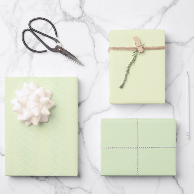Papier d'emballage texturé vert clair en feuilles (Recto)